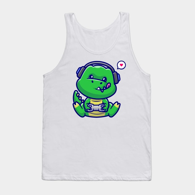 Cute Dino Gaming Cartoon Tank Top by Catalyst Labs